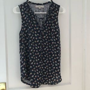 LOFT sleeveless blouse - Navy with Art Deco floral pattern